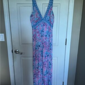 Lilly Pulitzer Floral Maxi Dress in Blue and Pink